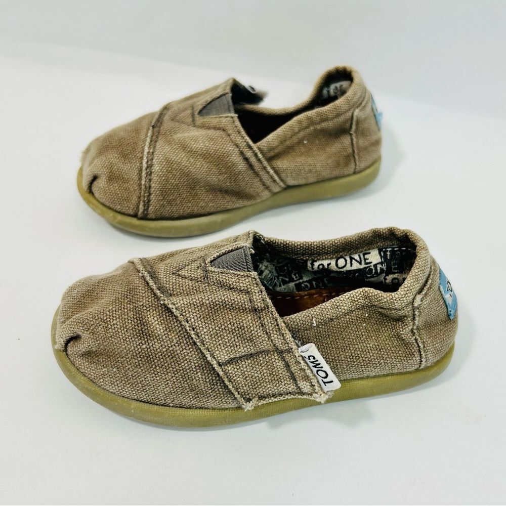 Toms Brown Canvas Toddler Slip-ons size 6